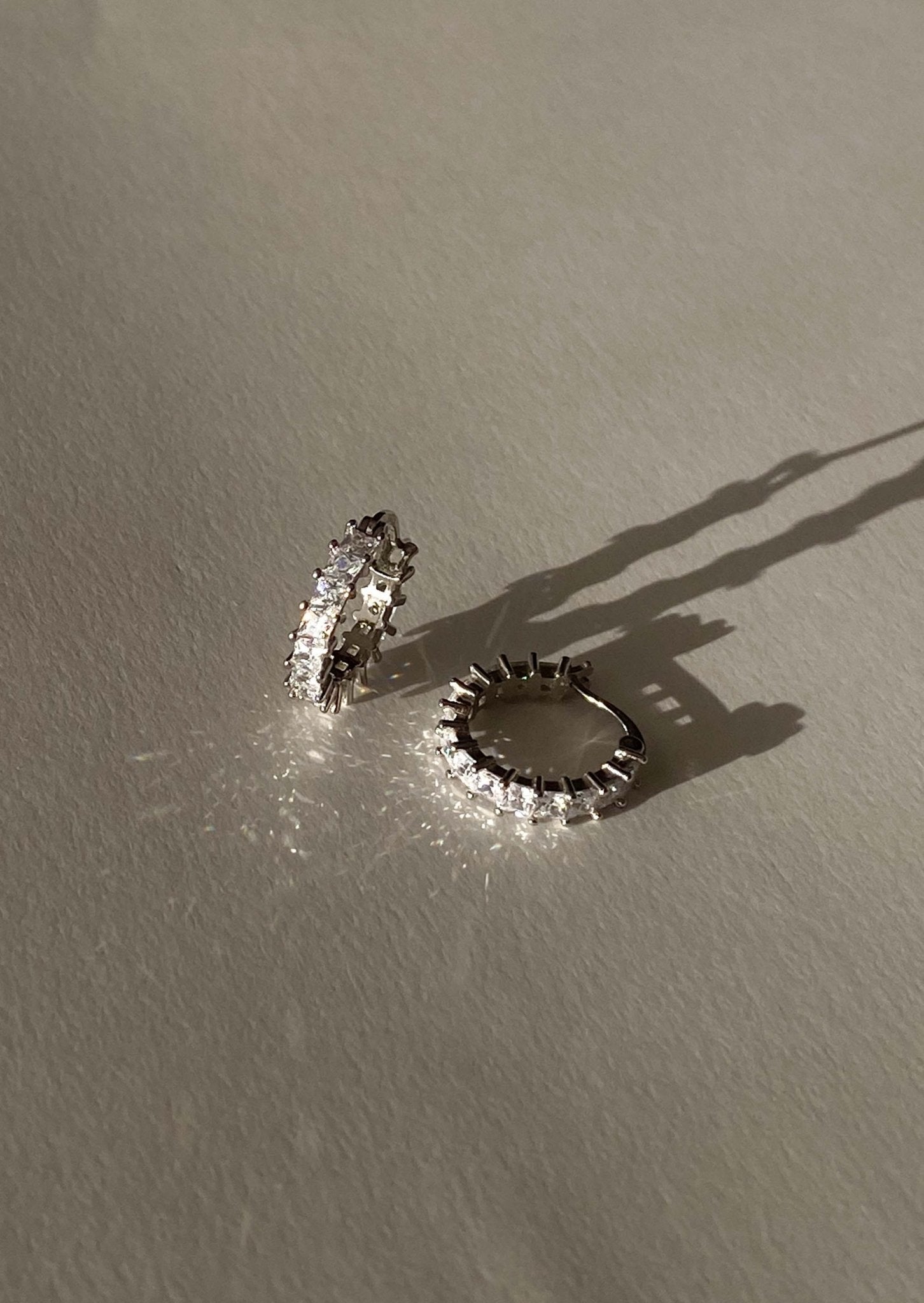 Silver Hoop Earrings with Sparkling Stones