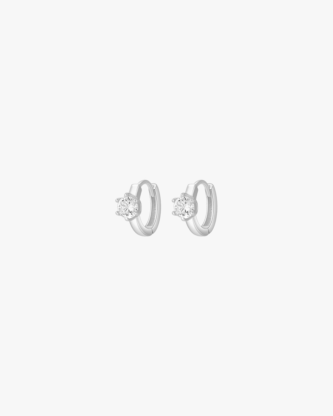 Silver Huggie Earrings with Solitaire-Style Zirconia design