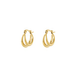 Gold Small Double Hoop Earrings - Layered Minimalist Design - 18K Gold Tone