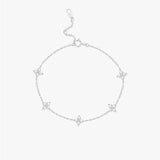 Sterling Silver Tone Bracelet with Floral Gem Accents