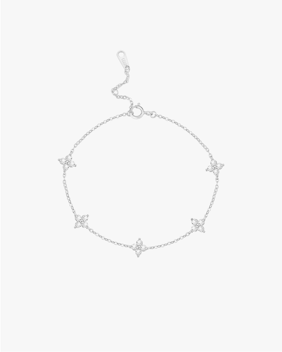 Sterling Silver Bracelet with Floral Gem Accents