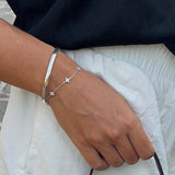 Sterling Silver Tone Bracelet with Floral Gem Accents