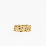 Textured Gold Tone Ring with Blue Crystal Accents