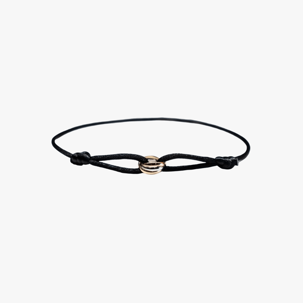 Tri-Colour Knot Cord Bracelet with Ring Accent