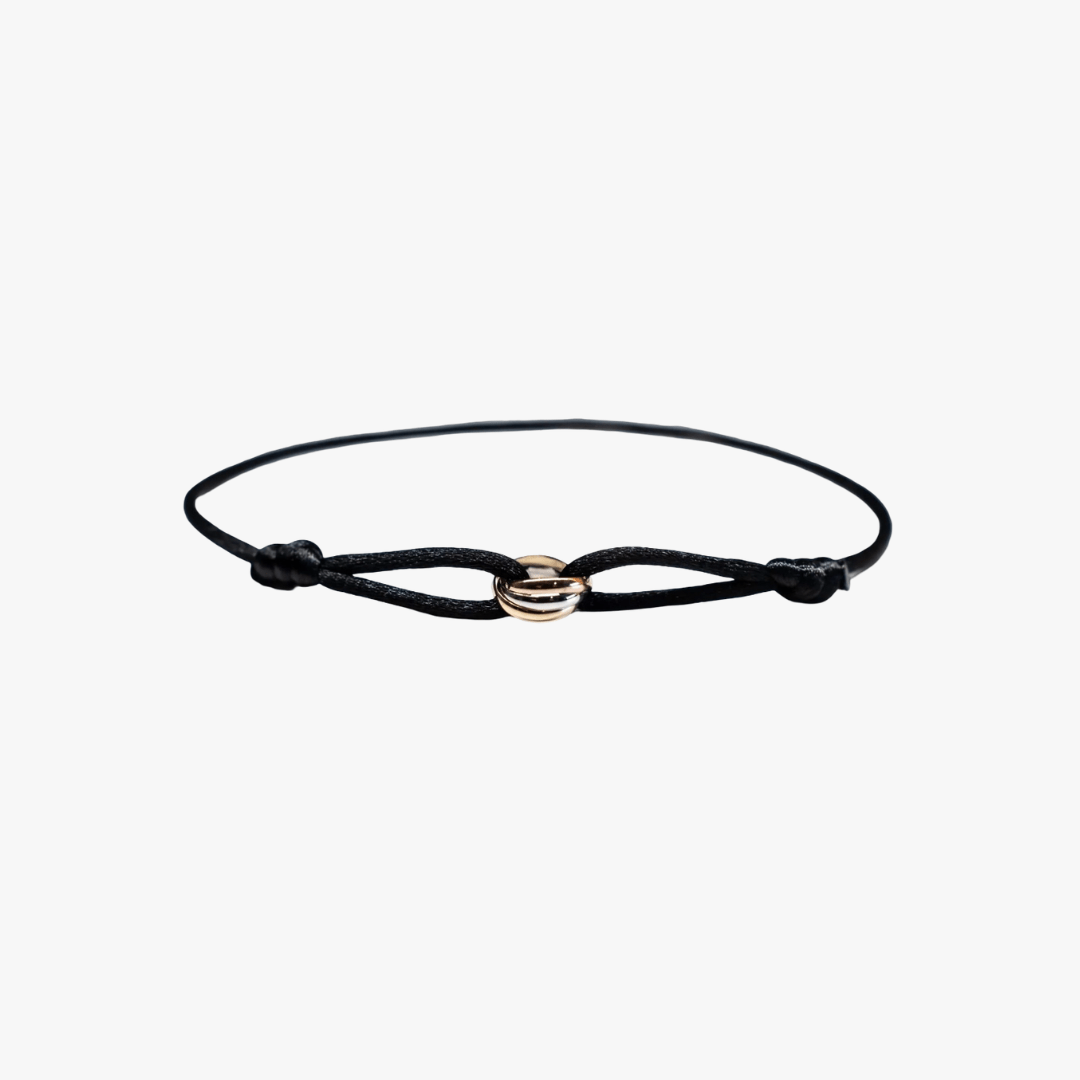 Tri-Colour Knot Cord Bracelet with Ring Accent