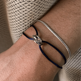 Tri Colour Knot Cord Bracelet with Ring Accent