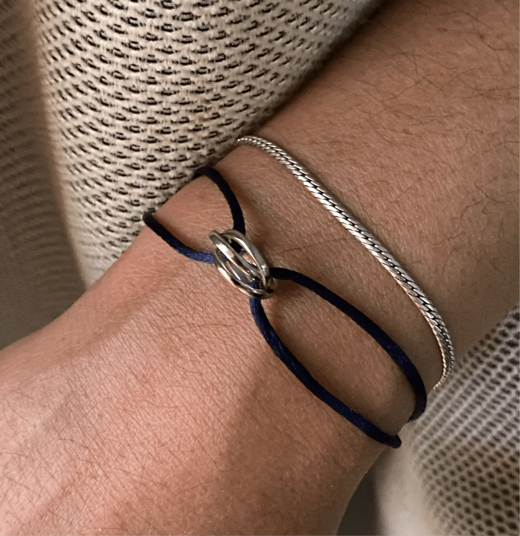 Tri-Colour Knot Cord Bracelet with Ring Accent
