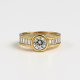 Two Tone Gold and Silver Bezel Set Engagement Ring