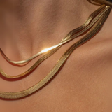 Gold-Tone Herringbone Flat Chain Necklace