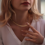 Gold-Tone Herringbone Flat Chain Necklace