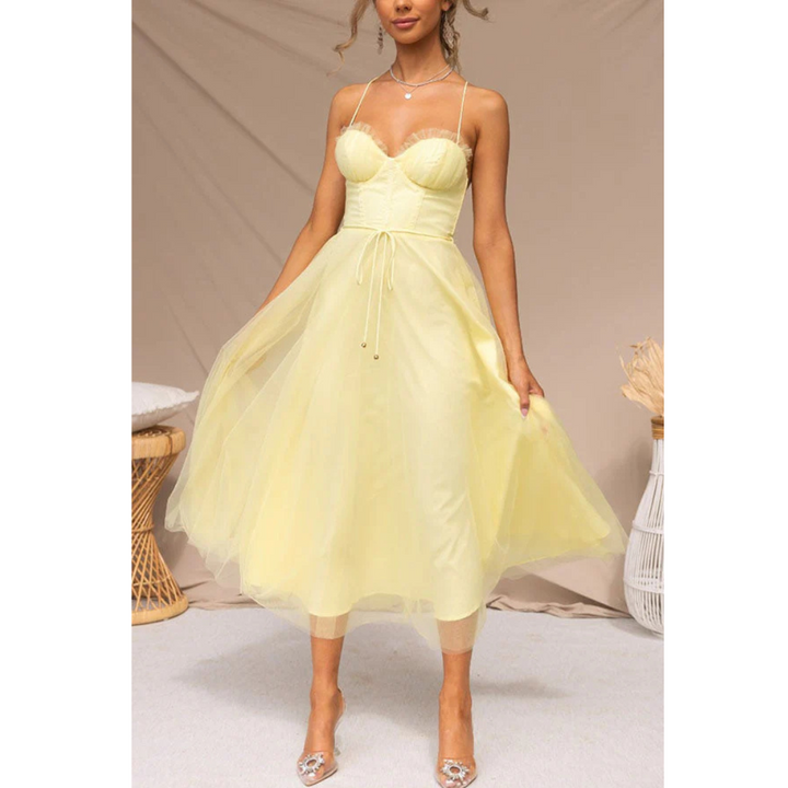 Women's Sleeveless Wedding Guest Midi Dress | Sweetheart Neckline