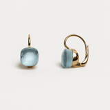 Vintage Blue Stone Drop Earrings with Gold Tone