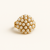 Vintage Inspired Cluster Ring with Faux Pearl Accents