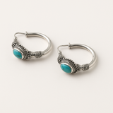 Vintage Hoop Earrings with Turquoise Stone Accents