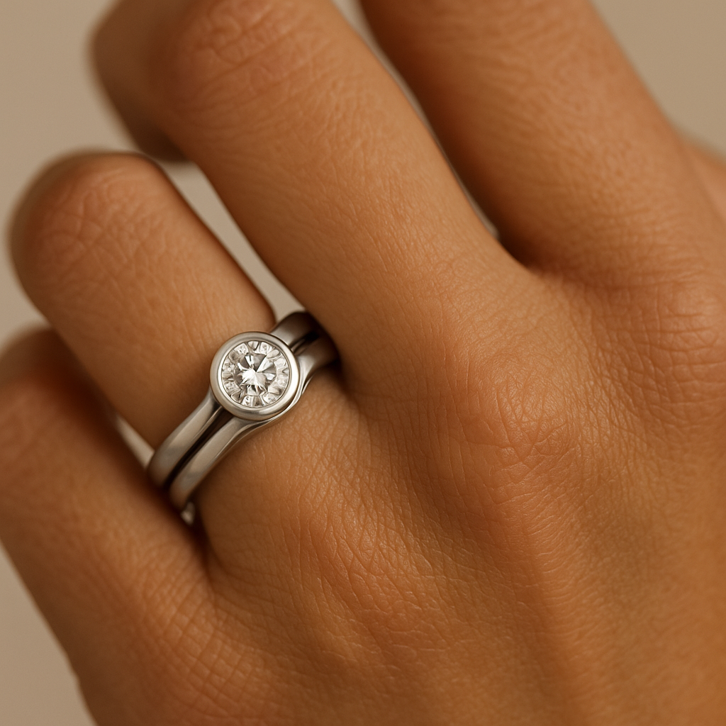 Vintage Round Crystal Silver Tone Ring