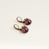 Vintage Style Dragonfly Earrings with Round Glass Stone