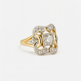 Vintage Style Gold Ring with Sparkling Clear Zirconia Stones
