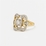 Vintage Style Gold Ring with Sparkling Clear Zirconia Stones