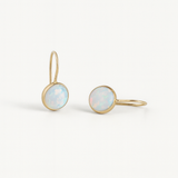 Vintage White Opal Drop Earrings with Gold Tone