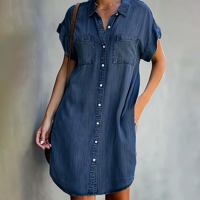 Women's Short Sleeves Casual Dress with Collar | Mini