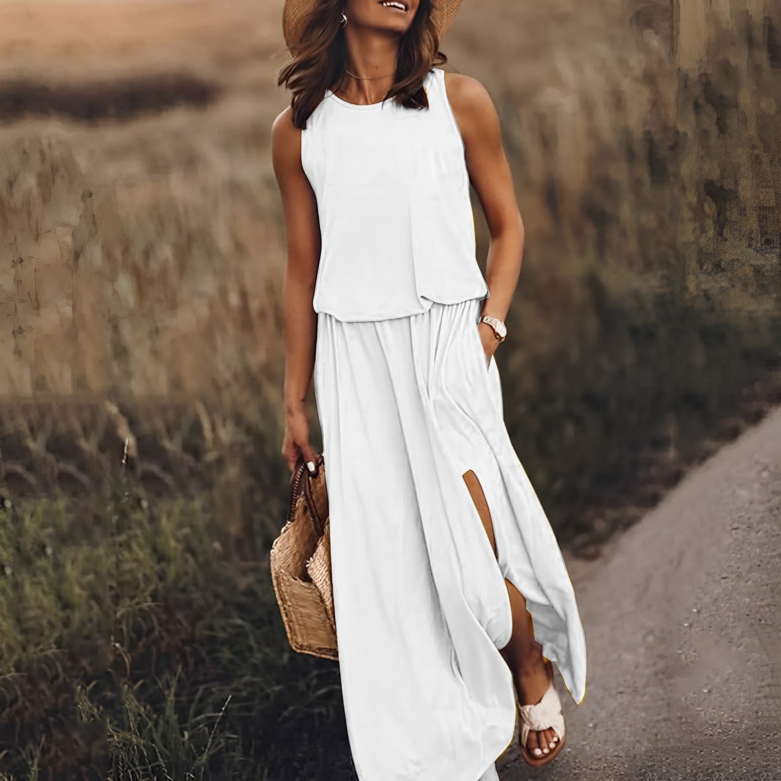 Women's Round Neck Summer Dress | Maxi