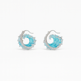 Ocean Blue Crystal Hoop Earrings in Gold Tone