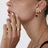 Gold Tone Band Ring with Embossed Heart Motif