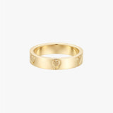 Gold Tone Band Ring with Embossed Heart Motif
