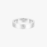 Silver Tone Band Ring with Heart Detail