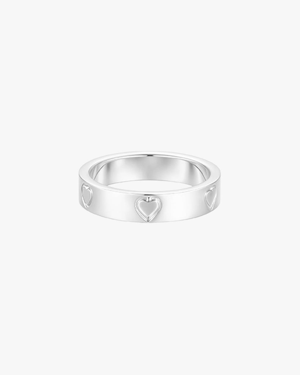 Silver-Tone Heart Detail Band Ring