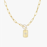 Gold Star Tag Pendant Necklace with Toggle Clasp