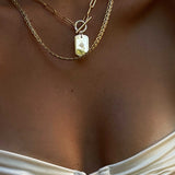 Gold Necklace with Star Tag & Toggle Clasp - Celestial Heritage Design