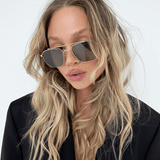 Women’s Aviator Sunglasses – Gold Metal Frame with Chocolate Lenses