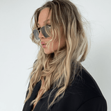 Women’s Aviator Sunglasses – Gold Metal Frame with Chocolate Lenses