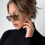 Women’s Gold Metal Frame Sunglasses – Graphite-Tinted Lenses
