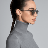 Women’s Silver Metal Frame Sunglasses – Khaki-Tinted Lenses