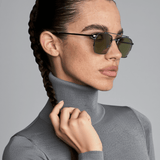 Women’s Silver Metal Frame Sunglasses – Khaki-Tinted Lenses