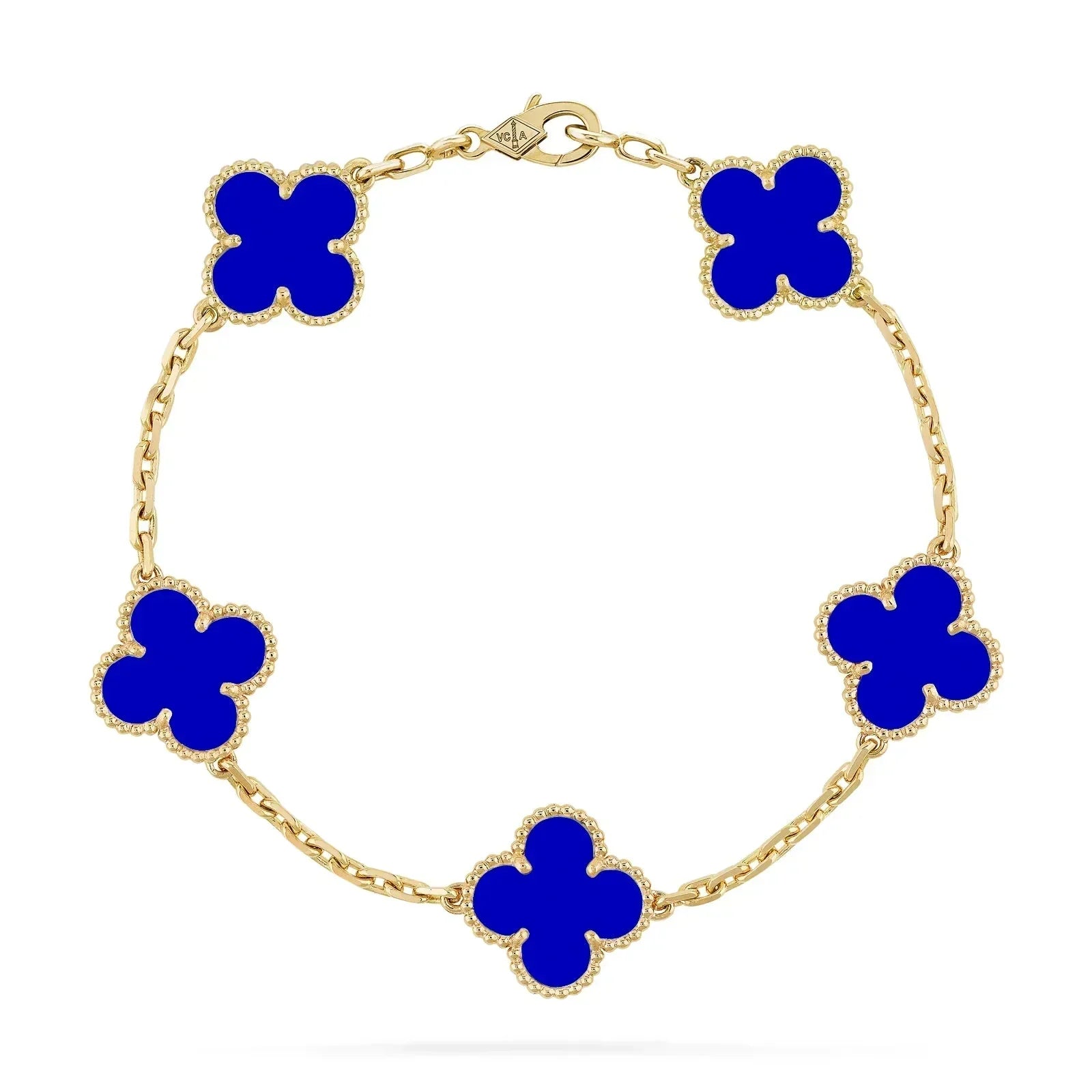 Gold Chain Bracelet with Black Clover-Shaped Charms