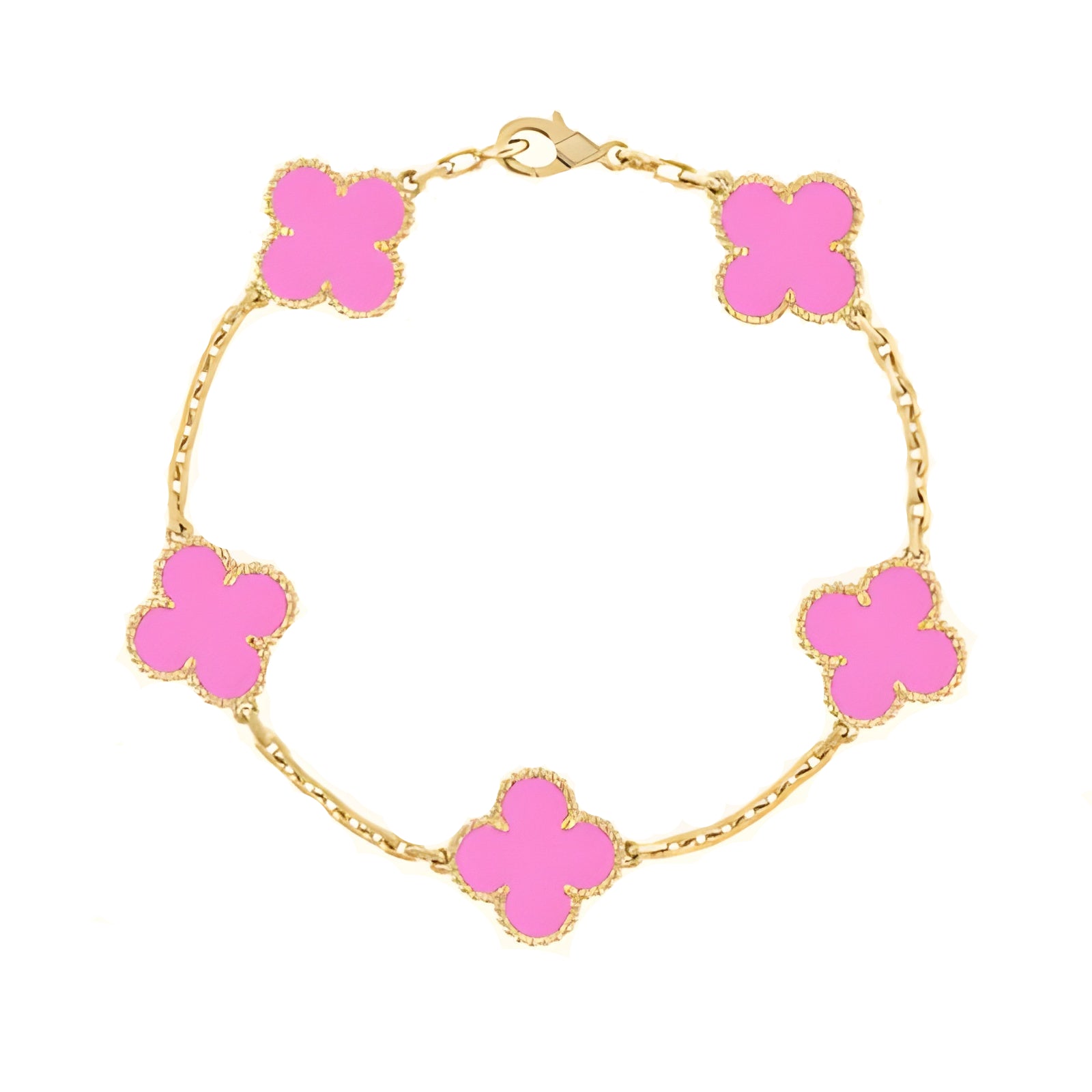 Gold Chain Bracelet with Black Clover Charms