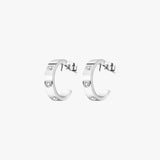 Silver Tone Studded Hoop Earrings Minimalist Design