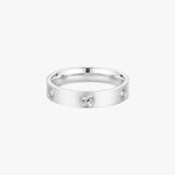 Silver Bezel Ring - Band with Zirconia Stones - Polished Silver Tone - Band
