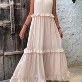 Women's Halter Summer Dress with Ruffles | Maxi