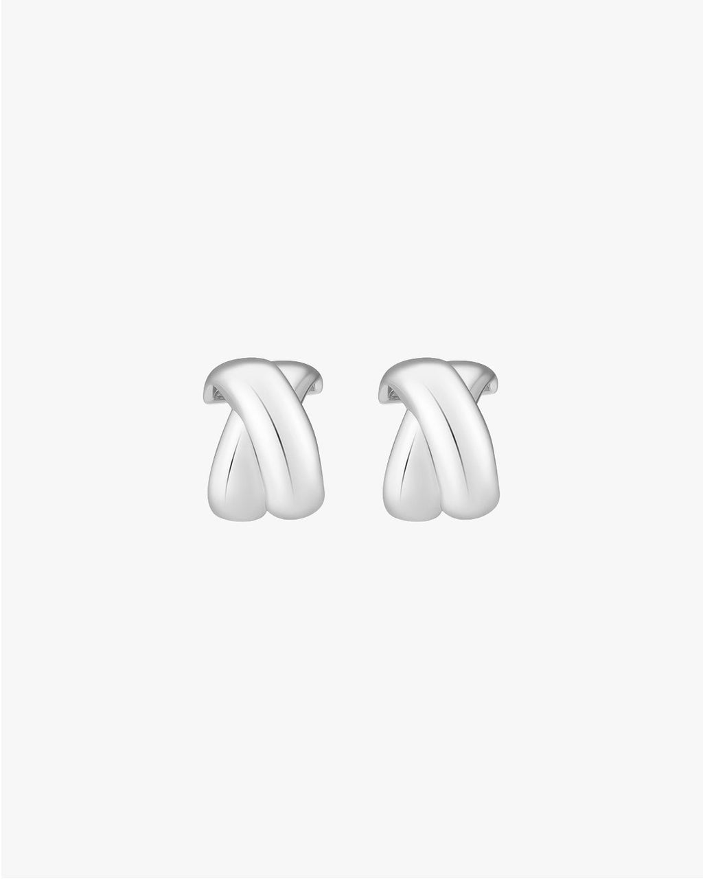 Twisted Dome Hoop Earrings in Silver