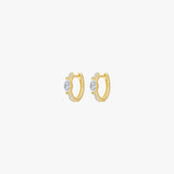 Gold Hoop Earrings - Round Solitaire Zirconia - 18K Gold Plated - 20mm