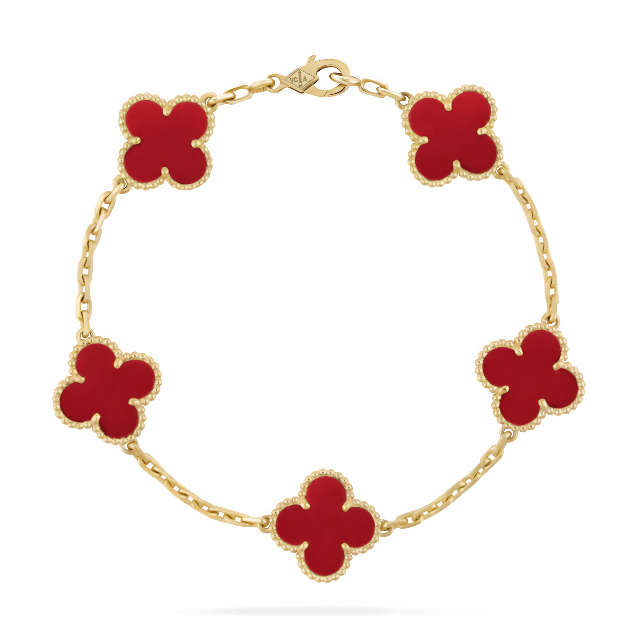 Gold Chain Bracelet with Black Clover-Shaped Charms