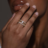 Gold Eternity Ring - Graduated Zirconia Stones - 18K Gold Tone - Polished Band