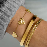 Gold Lovers Bracelet - Elegant Heart-Inspired Pendant - 18K Gold Tone