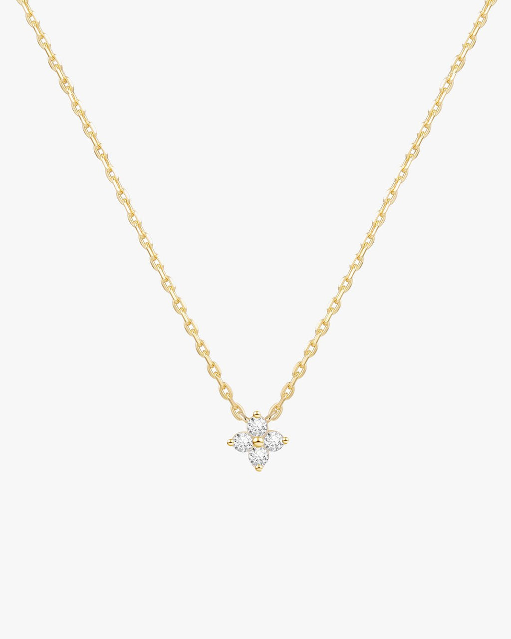 Gold-Toned Chain Necklace with Four-Stone Floral Pendant