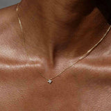 Gold Floral Necklace - Four-Stone Zirconia Pendant - 18K Gold Tone - Chain