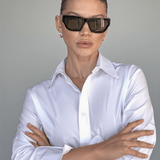 Women’s Classic Sunglasses – Black Frame with Khaki-Tinted Lenses